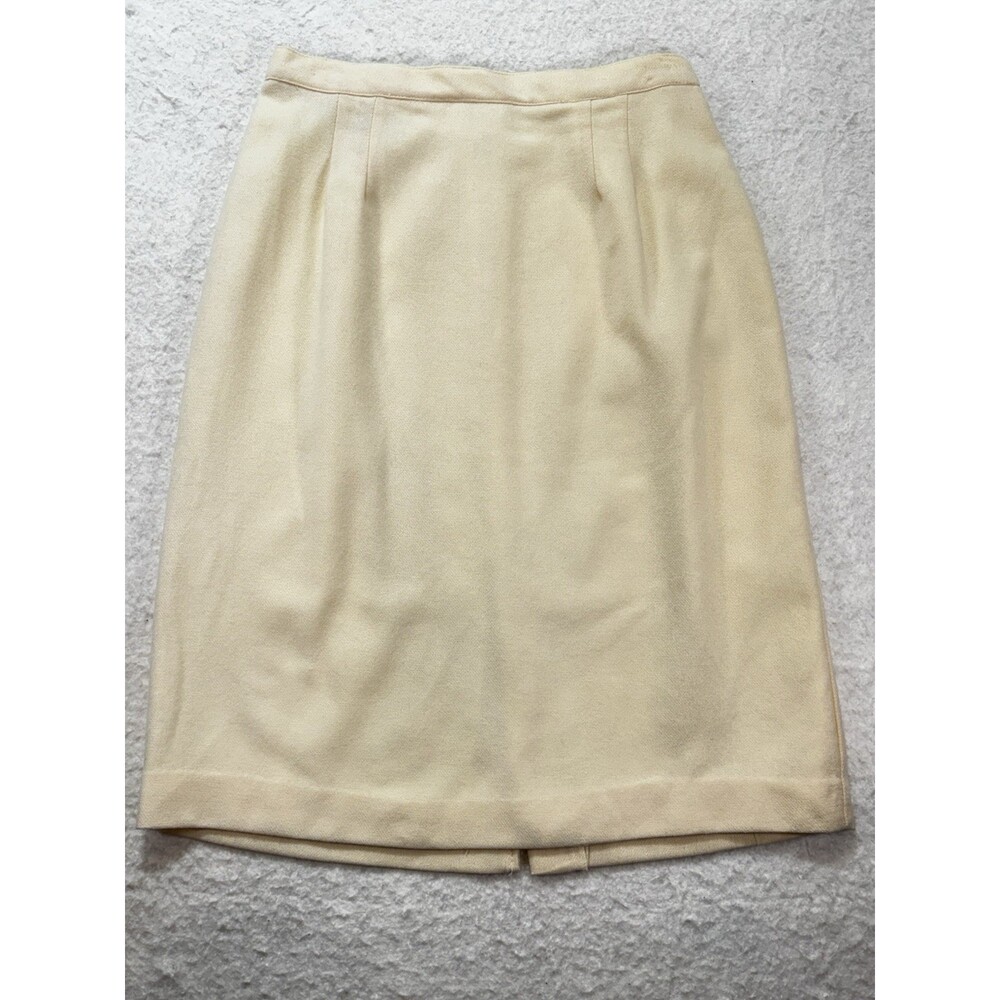 Briggs New York Vintage 100% Wool Fully Lined Butter Yellow Pencil Skirt NWT